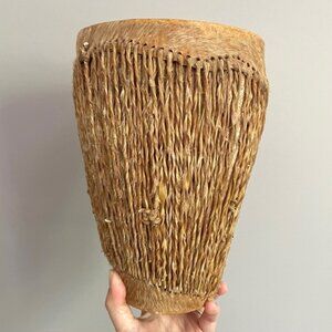 🛑 Vintage Handmade African Hand Drum - 9.25" tall, made out of animal hide